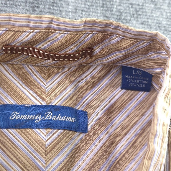 Tommy Bahama Shirt Large Brown Floral Long Sleeve Button Up Silk Blend - Picture 3 of 7